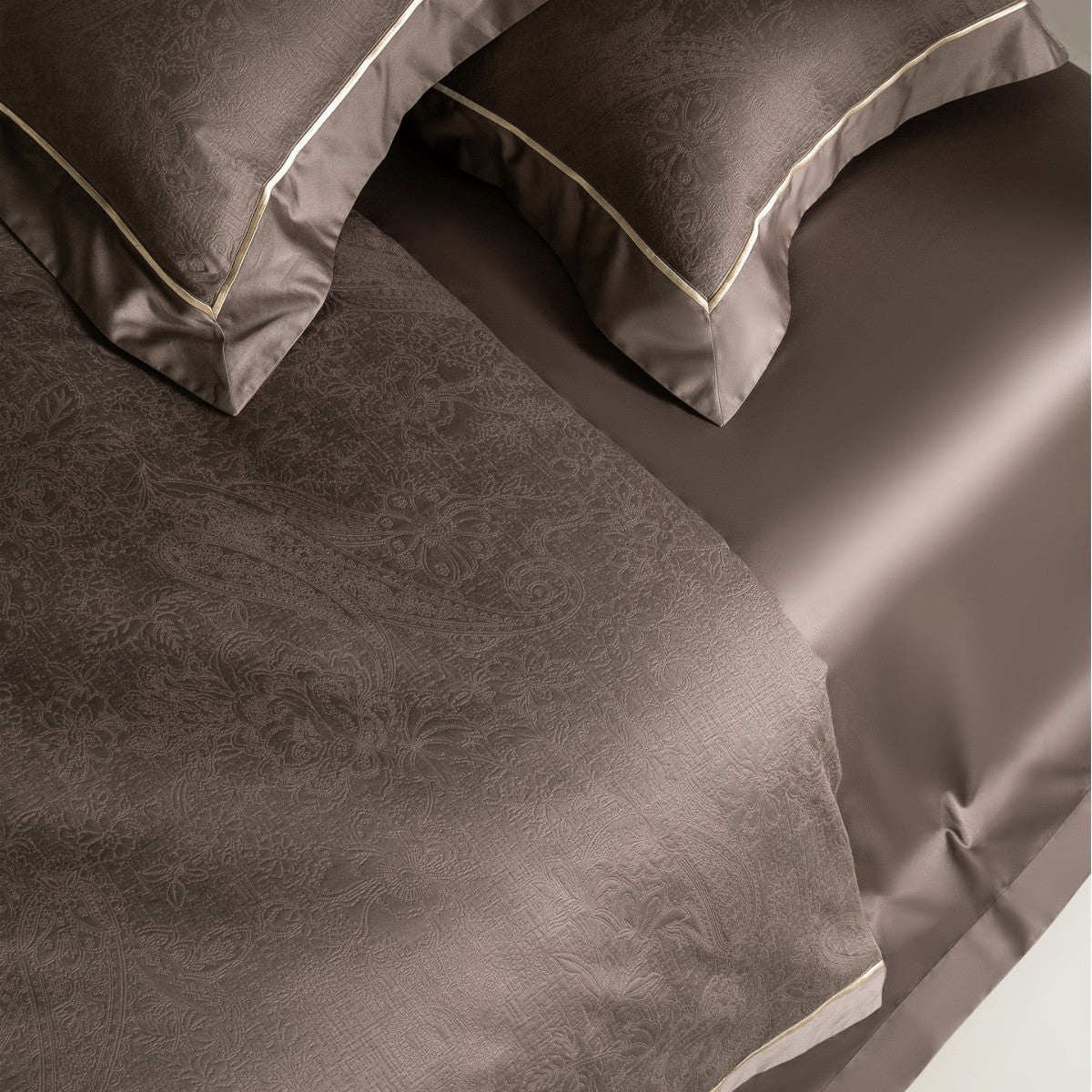 Luxus Jacquard Baumwollsatin Bettbezug Set mit Satinrand und Kissenbezügen