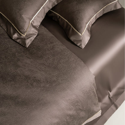 Luxus Jacquard Baumwollsatin Bettbezug Set mit Satinrand und Kissenbezügen