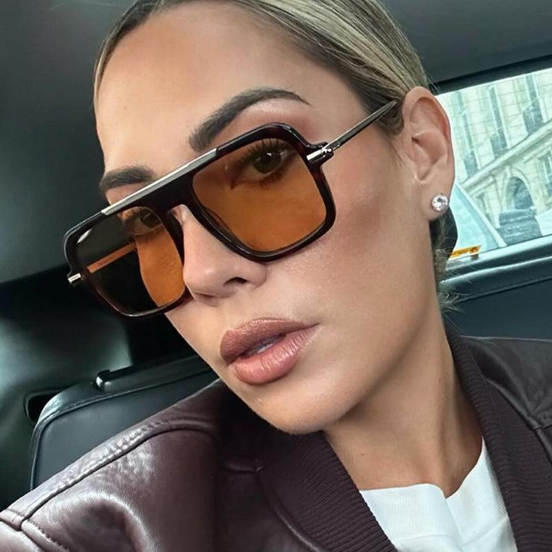 Damen quadratische Sonnenbrille mit luxuriösem Metallrahmen und robusten Gläsern Brehn