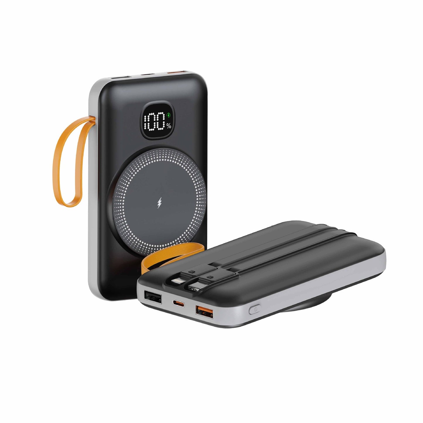Tragbare Powerbank mit Integrierter Induktiver Schnellladefunktion und Led-Ladestandsanzeige Brehn