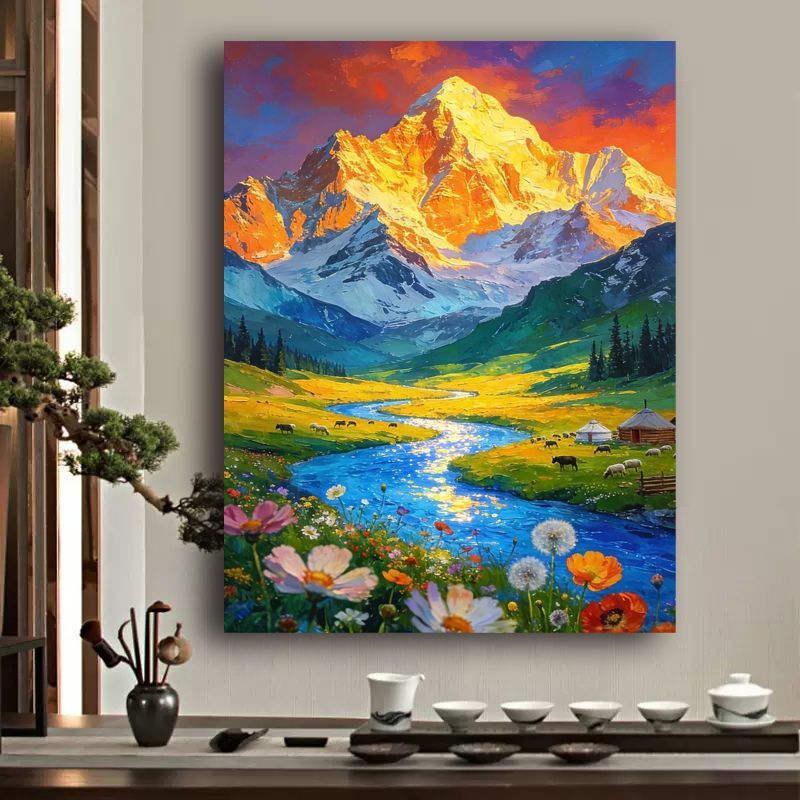 Lebendige Berglandschaft Leinwandkunst Brehn