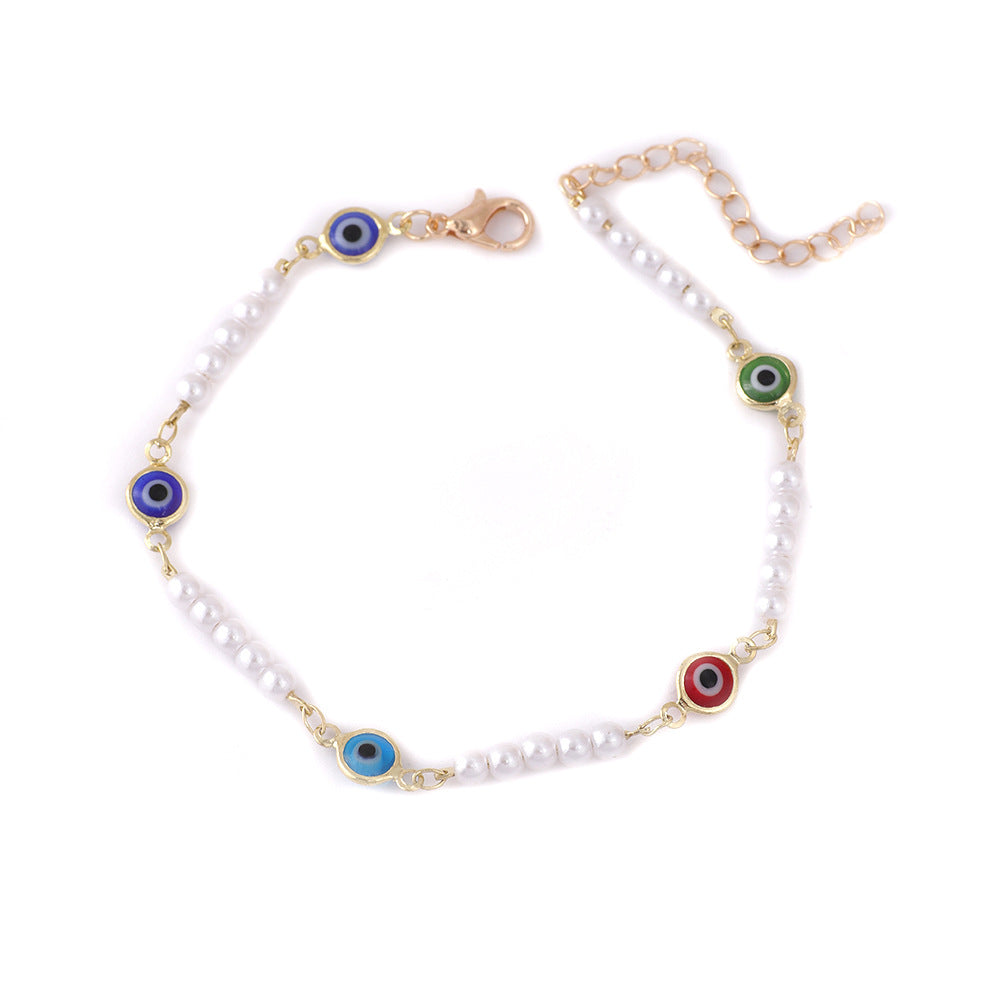 Perlen- und Farbige Böse Augen Armband Brehn