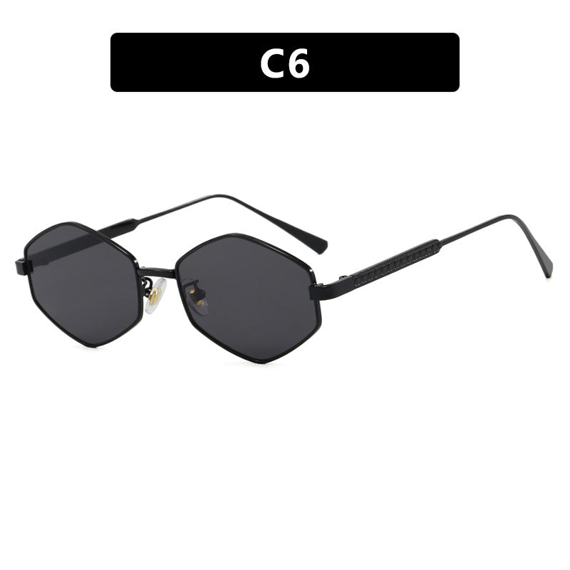 Damen hexagonale Sonnenbrille mit eleganten Metallakzenten und UV-Schutz Brehn