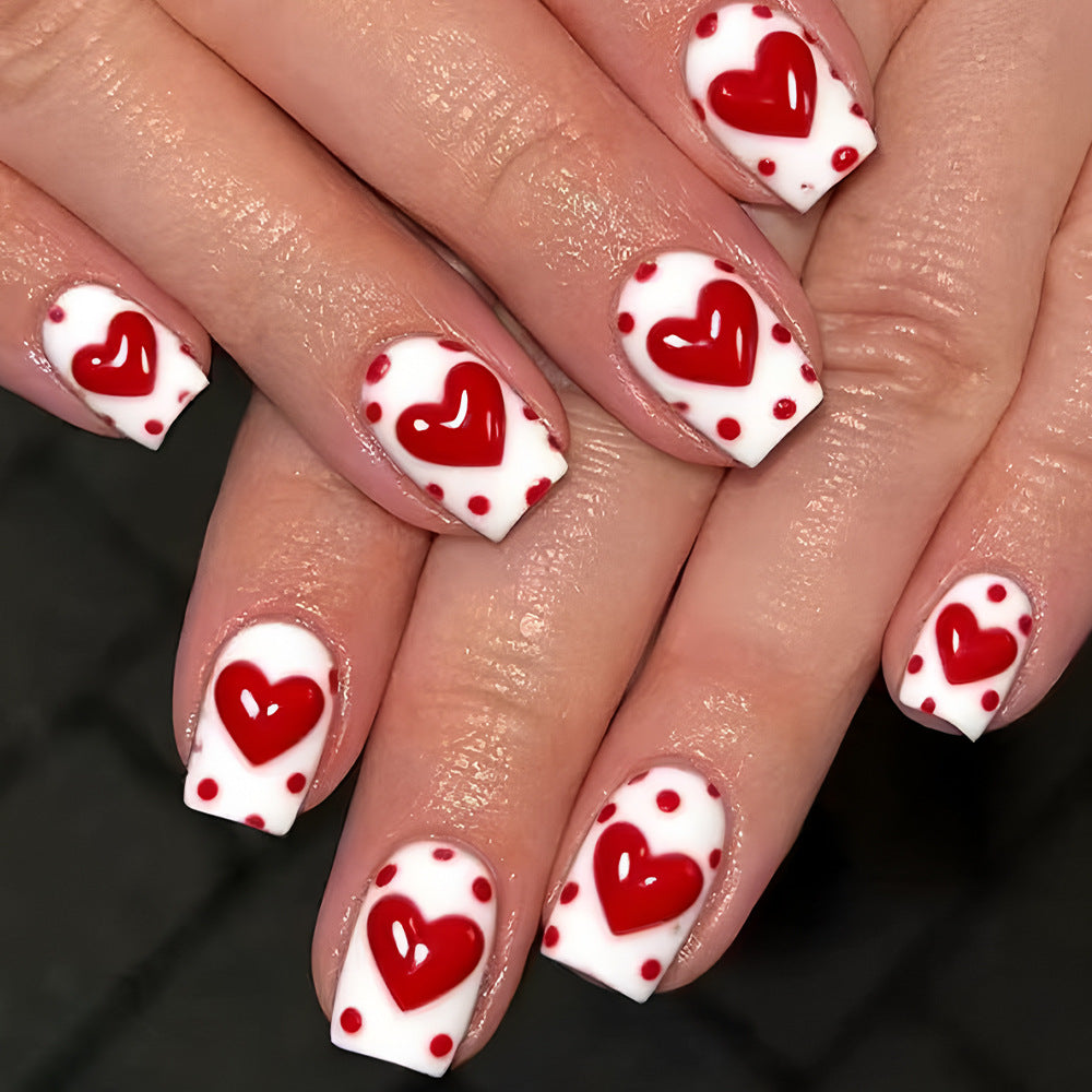 Herz-verzierte Press-on Nagelkunst Set Brehn