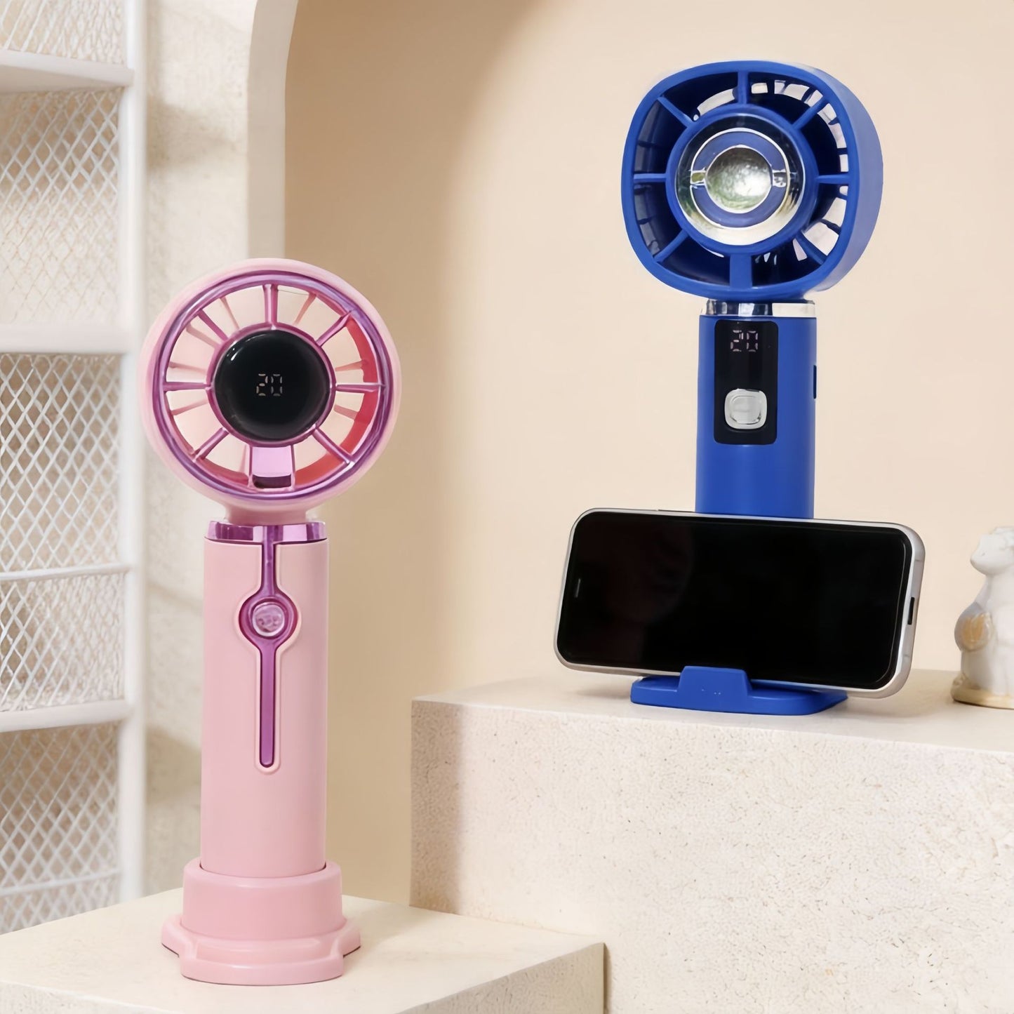 Damen Tragbarer Handventilator mit LCD-Temperaturanzeige und USB-Ladefunktion Brehn