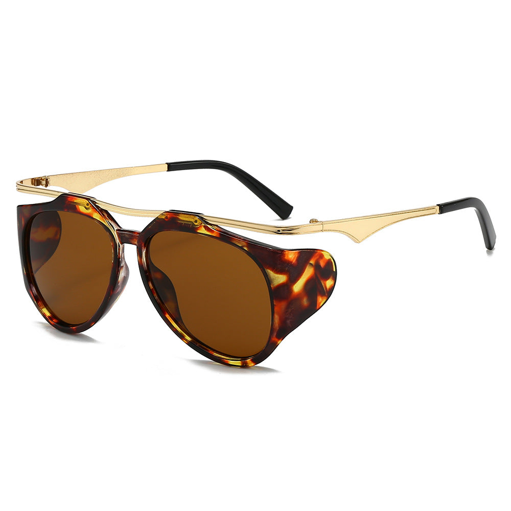 Damen Modische Sport-Sonnenbrille mit Oversized-Rahmen und goldenen Akzenten Brehn