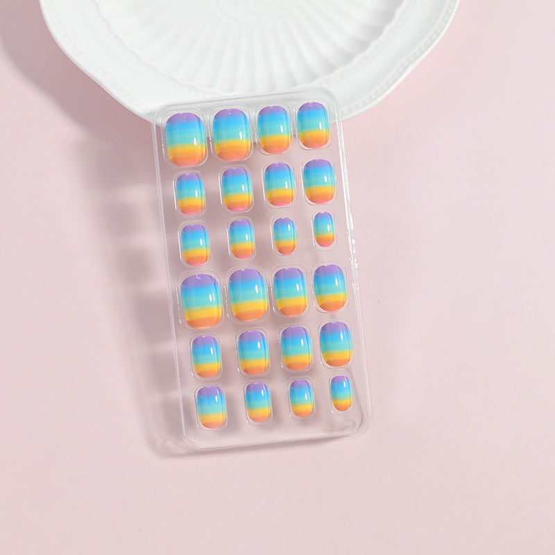 Regenbogen Verlauf Press-On Nagel Tipps Brehn