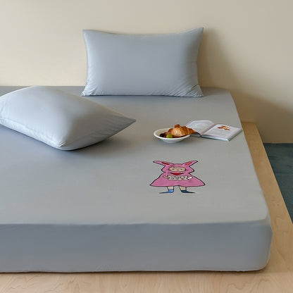 Spannbettlaken mit niedlichem Katzen-Print und elastischem Rundumgummi