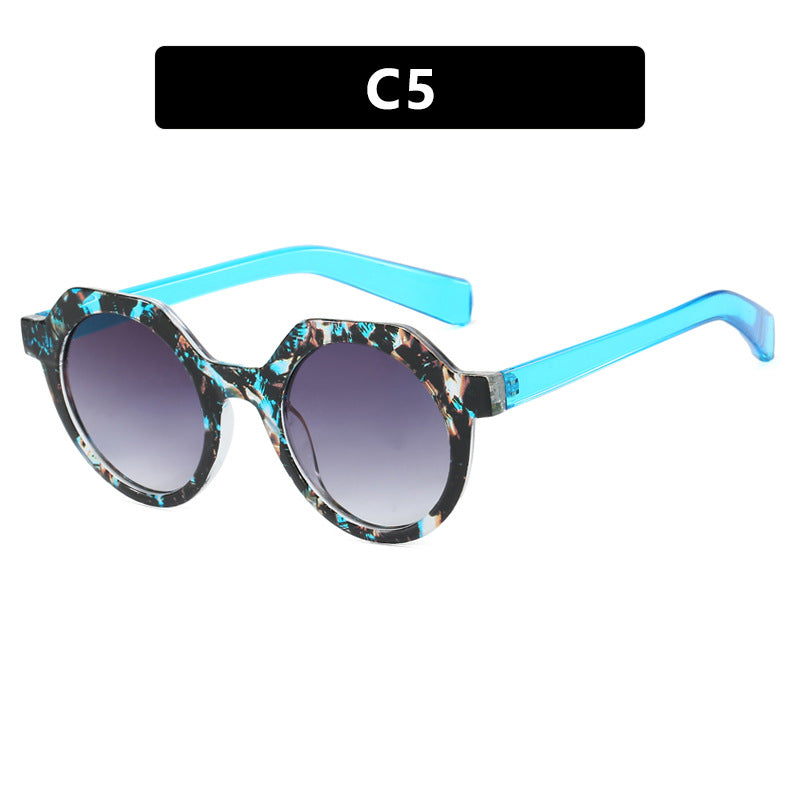 Damen extravagante runde Sonnenbrille mit farblich akzentuiertem Rahmen Brehn