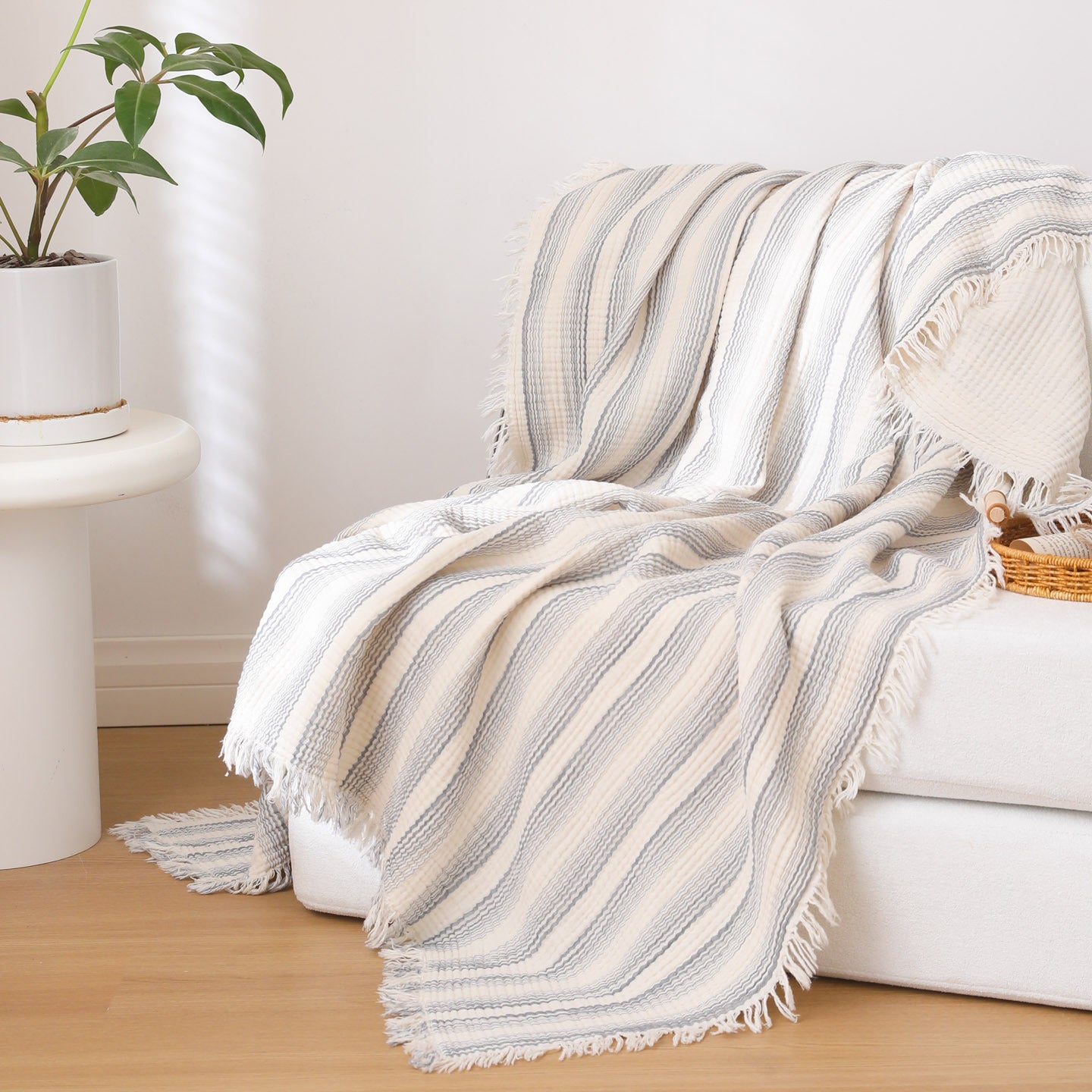 Damen moderne und stilvolle Waffelstruktur Plaid Decke Brehn