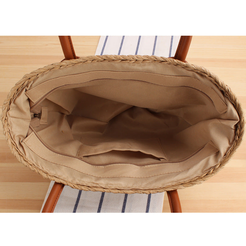 Handgefertigte Korbtasche mit Eleganten Lederakzenten Brehn