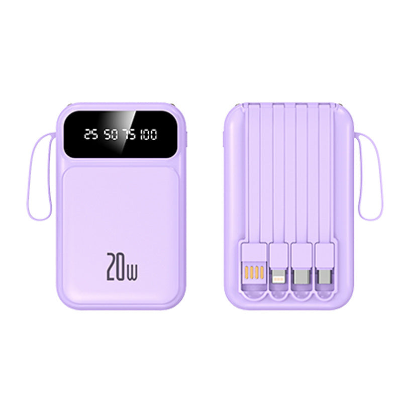 Tragbare Powerbank mit integriertem multifunktionalen Ladekabel und digitaler Anzeige Brehn