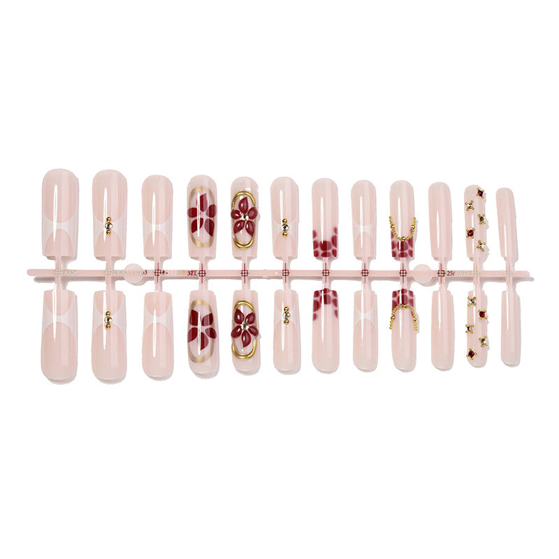 Premium Floral Design Press-On Nail Set mit dekorativen Elementen Brehn