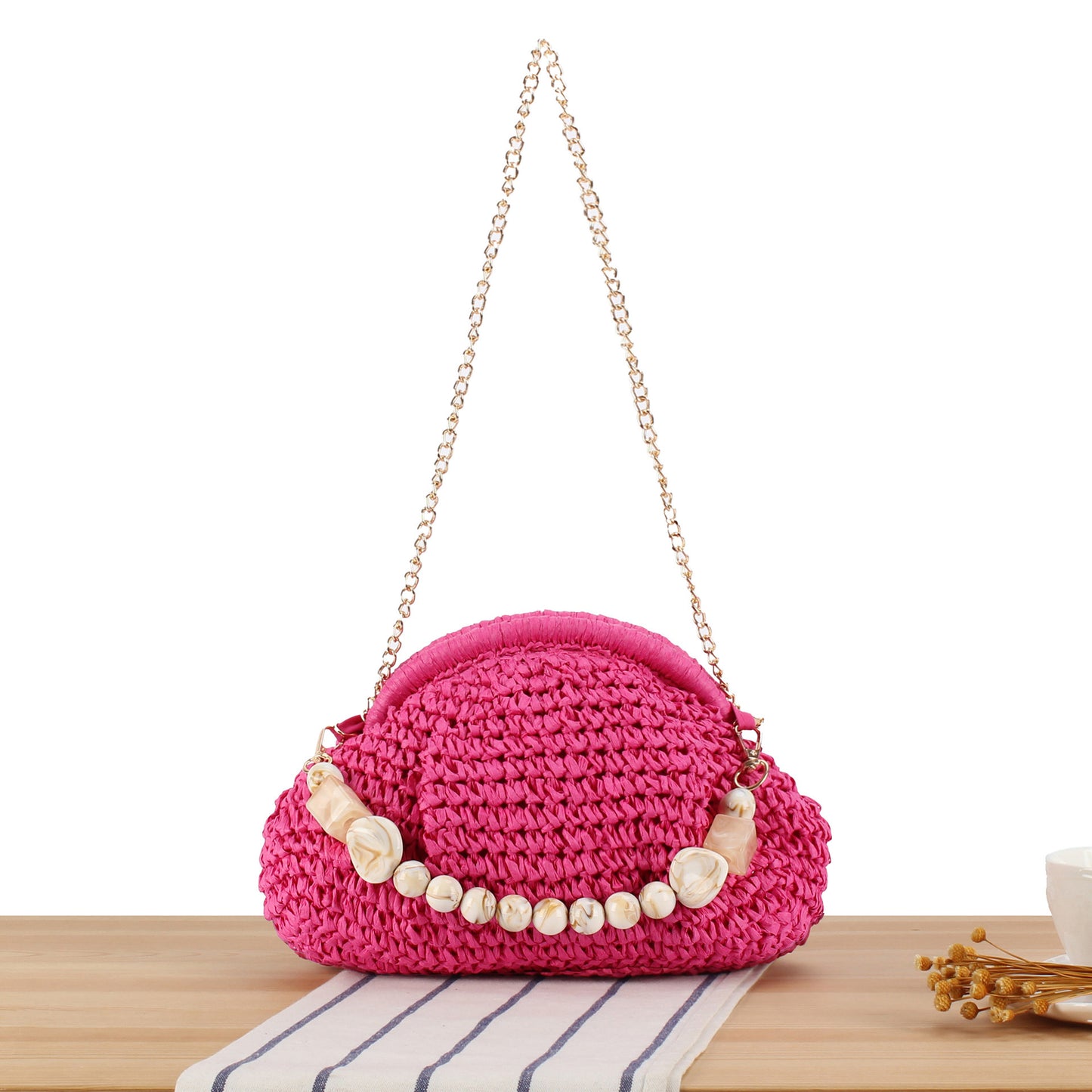 Schultertasche mit Eleganter Perlenverzierung Brehn