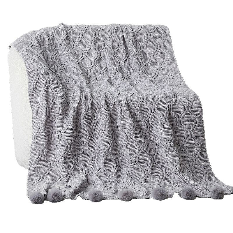 Damen Strickdecke mit dekorativen Pompons Brehn