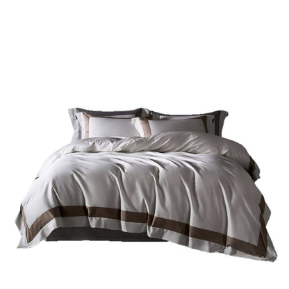 Luxuriöses Satin Bettbezug Set mit kontrastiertem Rand und Kissenbezügen