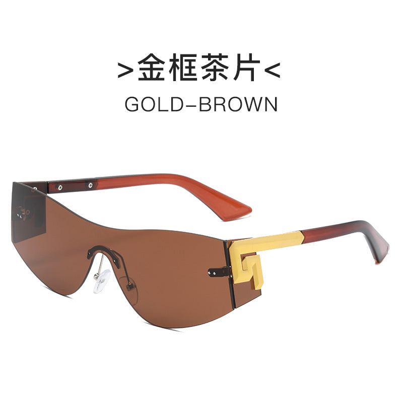 Damen futuristische Oversized-Sonnenbrille mit markantem Design Brehn