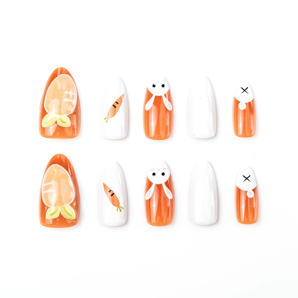 Saisonale Bunny- und Karotten-Themen Press-On Nagelkunst-Set