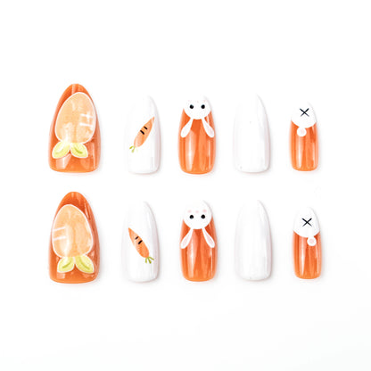 Saisonale Bunny- und Karotten-Themen Press-On Nagelkunst-Set