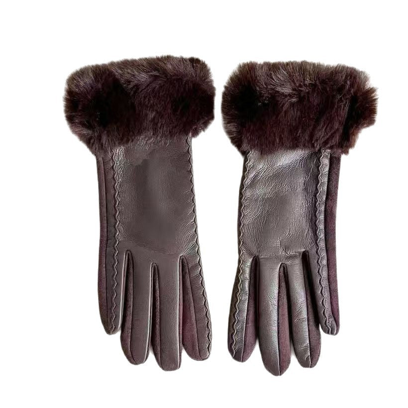 Luxuriöse Kunstpelz-Bündchen-Lederhandschuhe Brehn