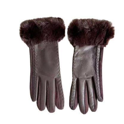 Luxuriöse Kunstpelz-Bündchen-Lederhandschuhe Brehn