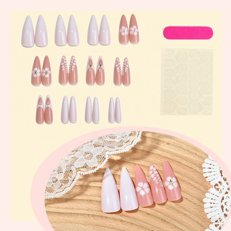 Künstlerisches Floral Press-On Nagelset Brehn