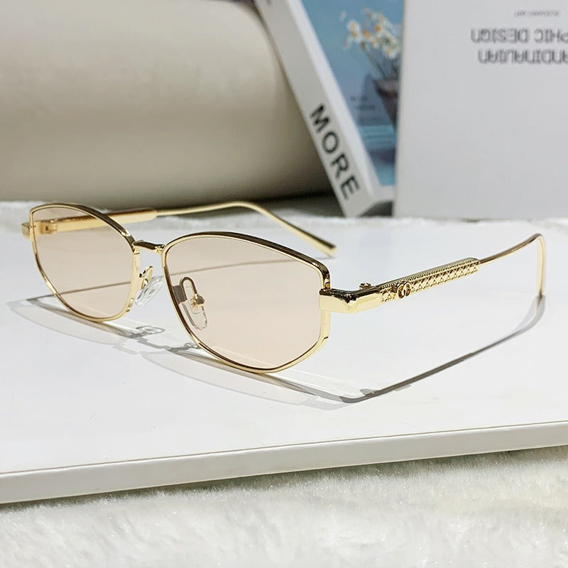 Damen elegante Sonnenbrille mit funkelndem Metallrahmen Brehn