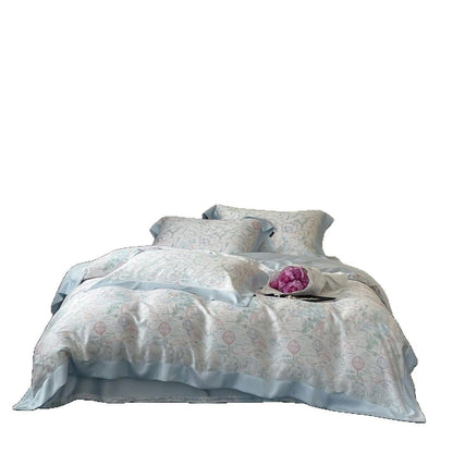 Designer Toile Baumwoll-Satin Bettbezug Set mit Satinrand & Kissenbezügen
