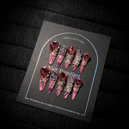 Glamouröse mit Strass akzentuierte Press-On Nagelset