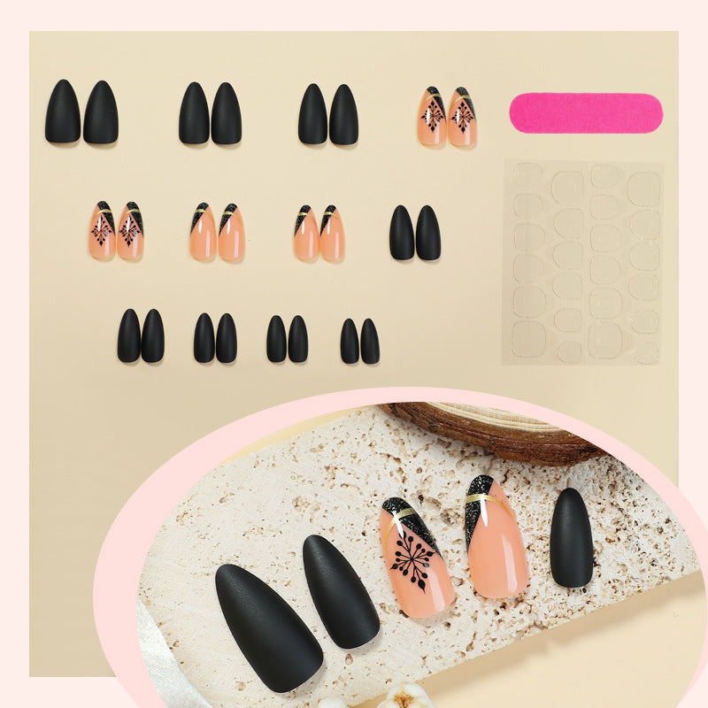 Künstlerisches Mattes Press-On-Nagelset mit einzigartigen floralen Mustern Brehn