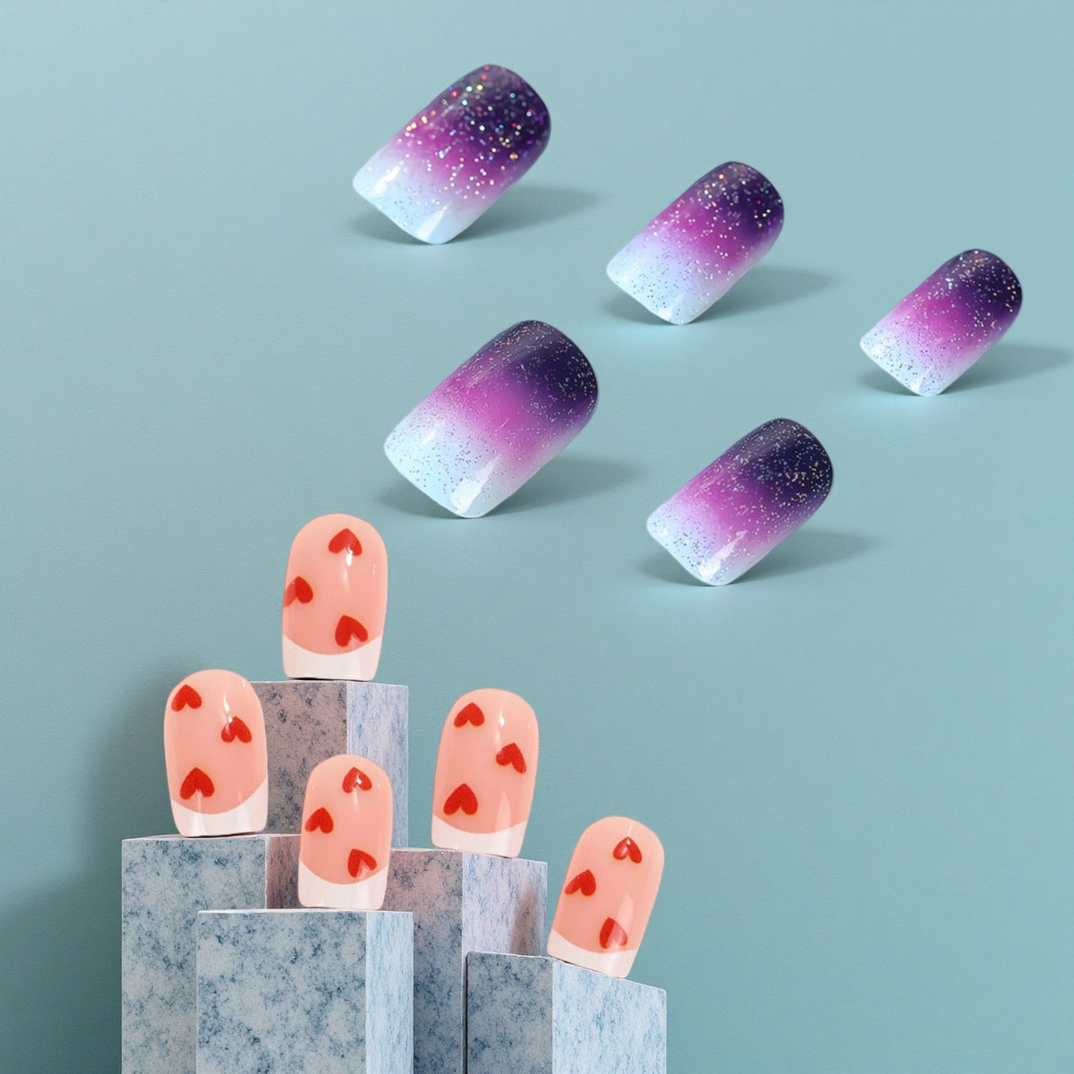 Kunstnagel Set mit romantischem Herzdesign Brehn