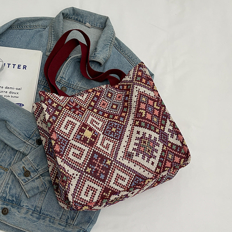 Handgefertigte geometrisch gemusterte Tote Bag