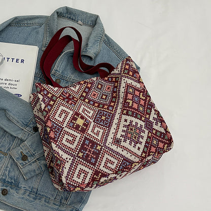 Handgefertigte geometrisch gemusterte Tote Bag