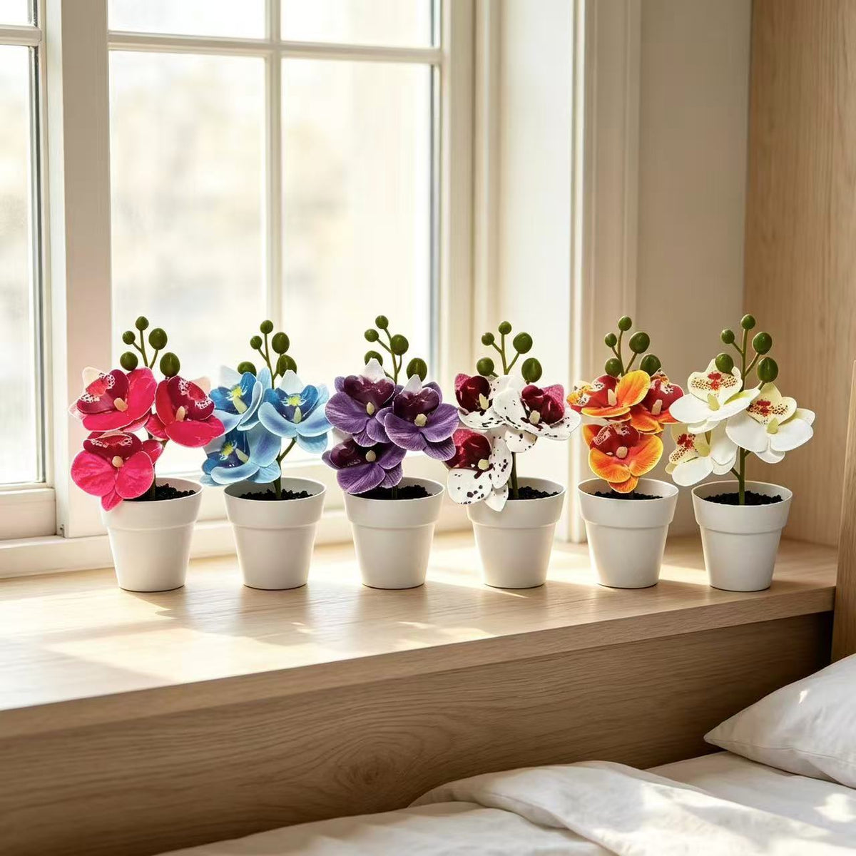 Lebensechte florale Orchideenarrangement für die Wohnkultur