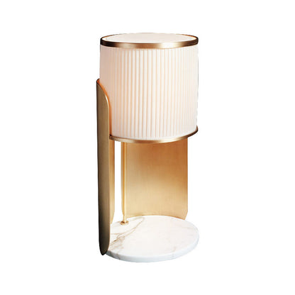 Elegante Marmorbasis Tischlampe mit gefüttertem Schirm
