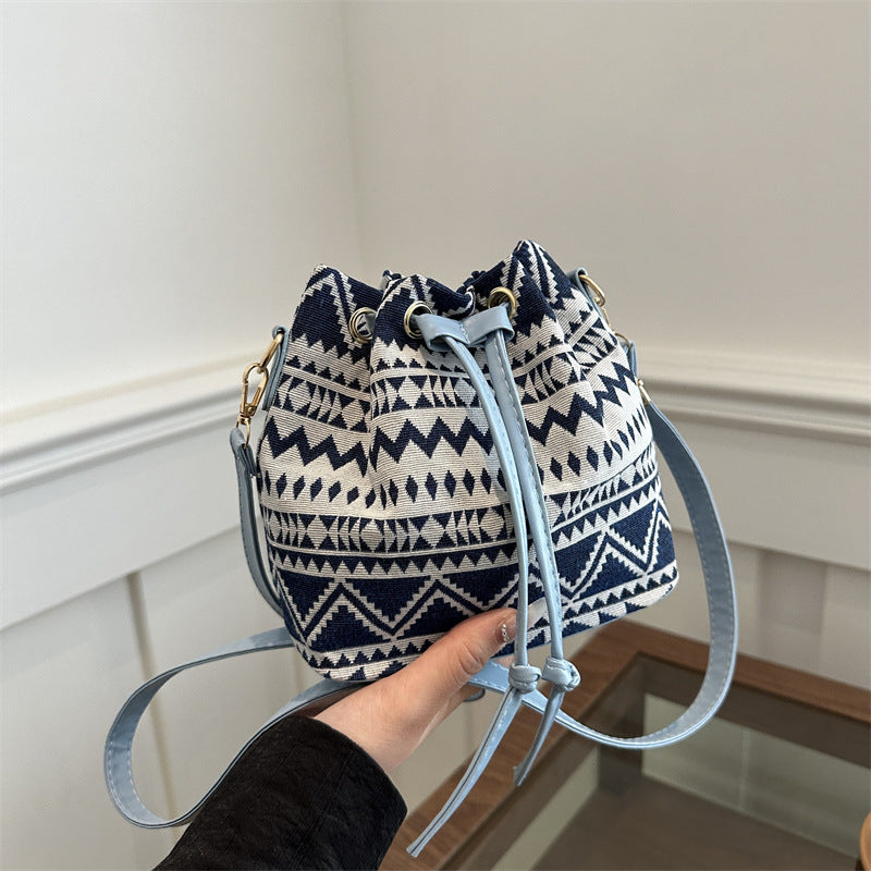 Bohemian-Stil Kordelzug Eimer Tasche