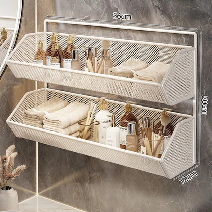 Wandmontierter Mesh-Badezimmer-Organizer-Regal