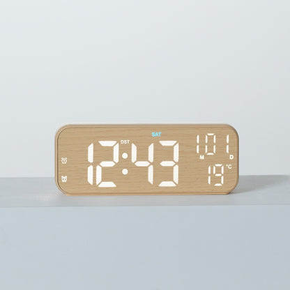 Digitaler Holz-Led Wecker mit Temperatur- und Kalenderfunktion Brehn