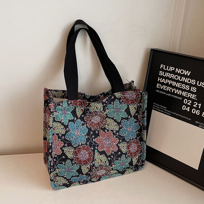 Florale gestickte Wandteppich Tragetasche