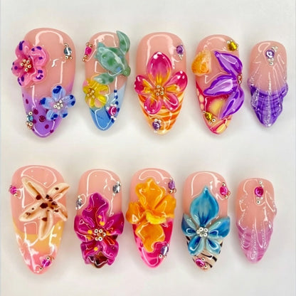 Kreative florale veredelte Press-On Nagel Kollektion Brehn