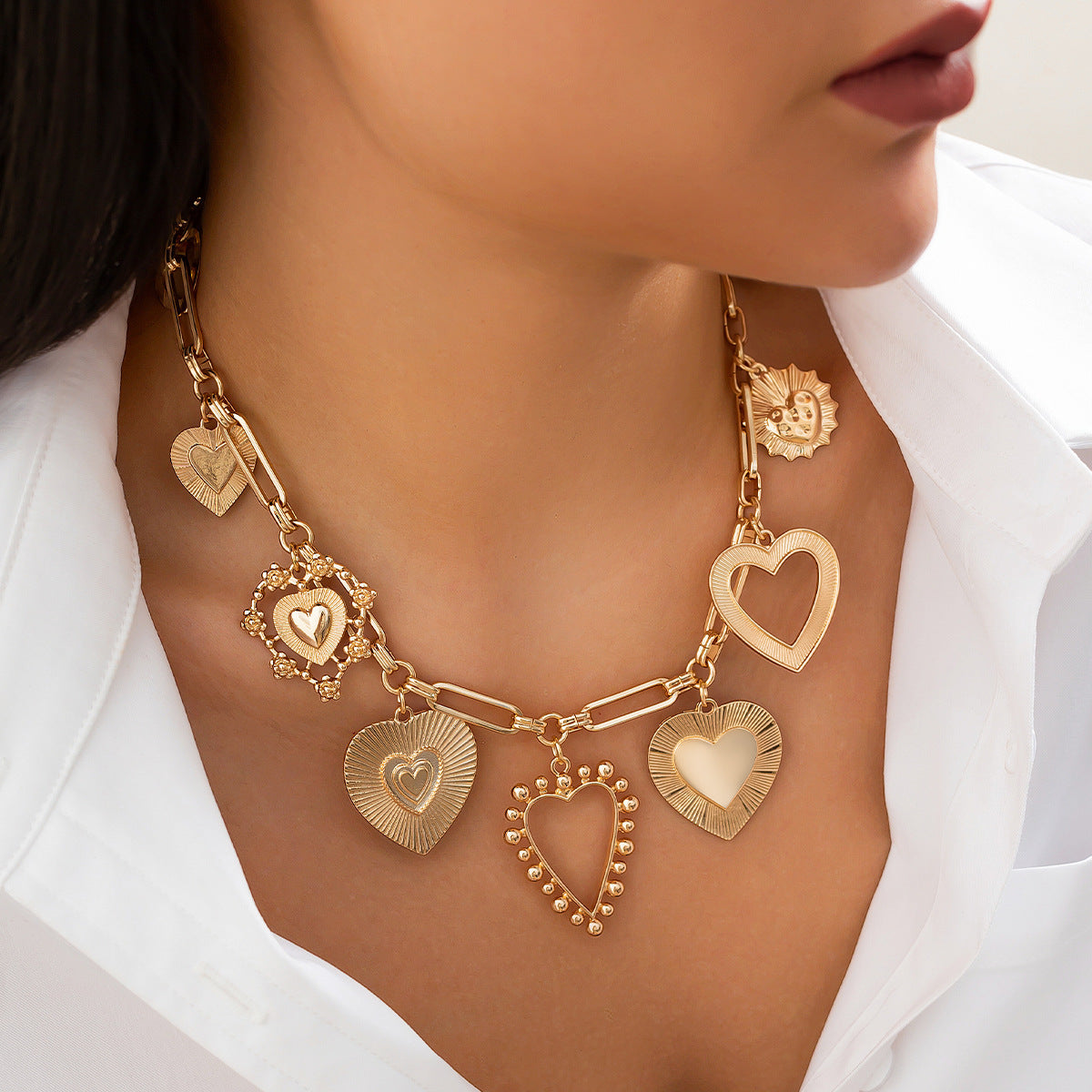 Brehn | Chunky Herz Charm Halskette
