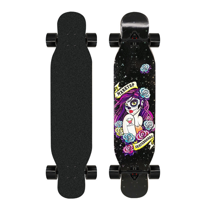Künstlerisch mit Löwenmotiv verziertes Longboard Brehn