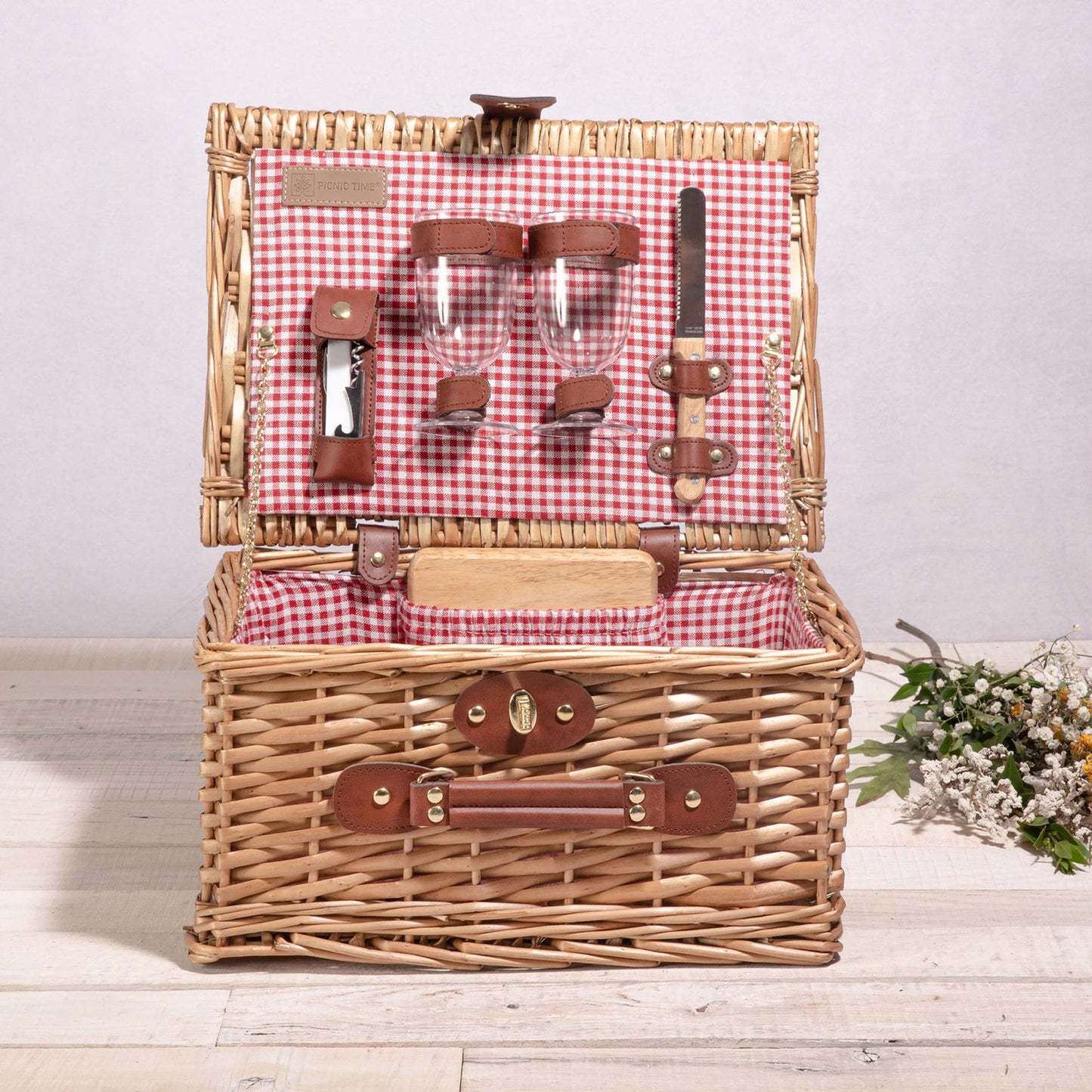 Damen Picknickkorb mit integriertem Geschirrset und rustikalem Design Brehn