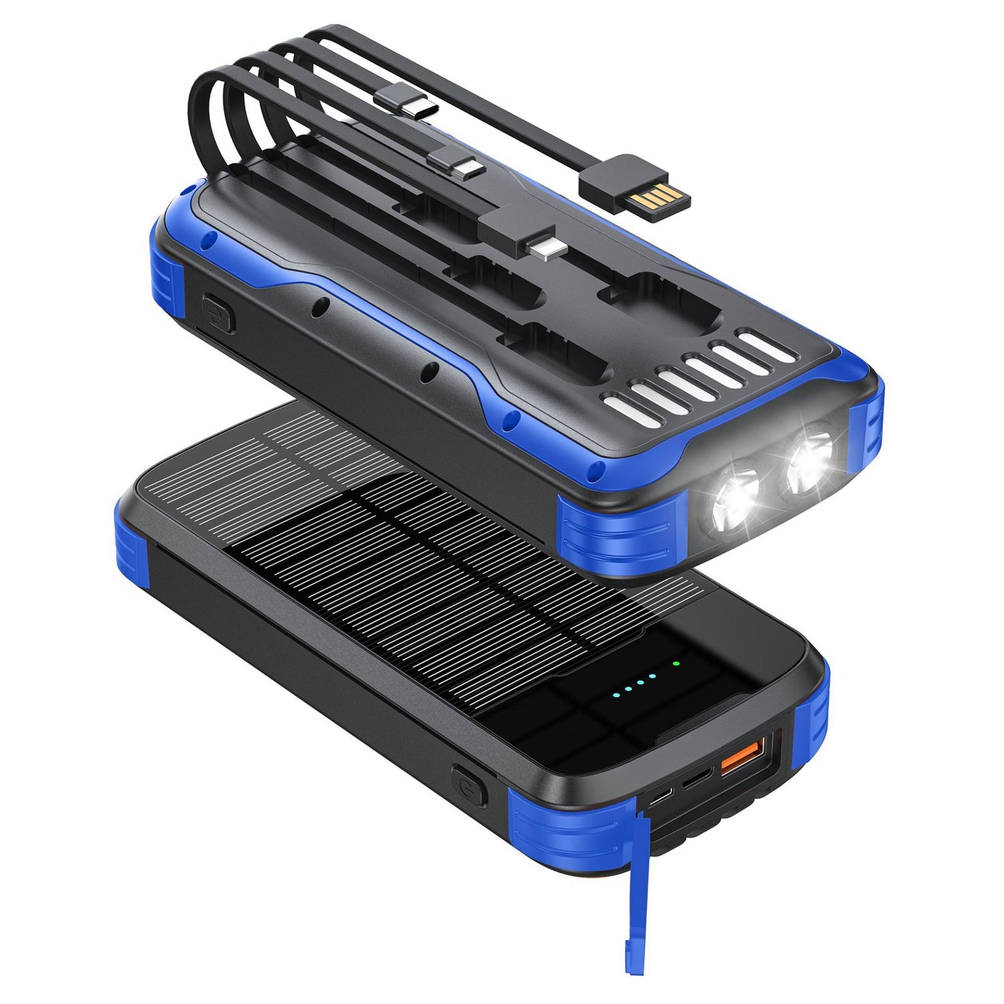 Robuste Solar Powerbank mit Integrierter Taschenlampe und Multifunktionalem Ladeanschluss Brehn