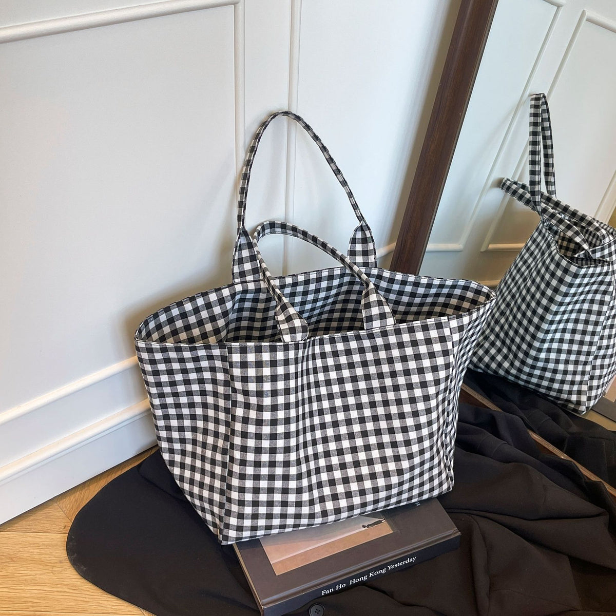 Stylische Gingham-Muster Tragetasche