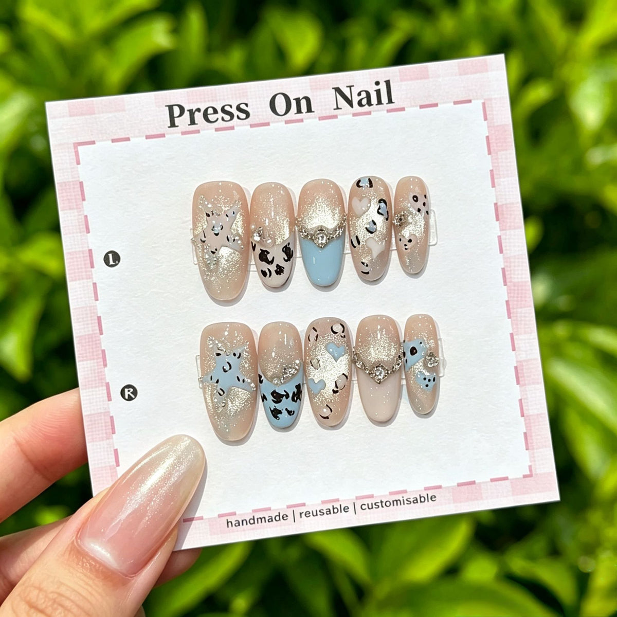 Anpassbare Glitter-Akzent Press-On Nägel