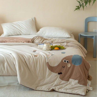 Kinder-Steppdecke mit niedlicher Bär-Applikation und weicher Füllung