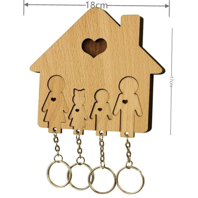 Holz Familien Schlüsselanhänger Halter