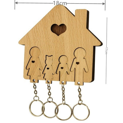 Holz Familien Schlüsselanhänger Halter