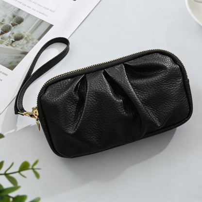 Strukturierte Leder Reißverschluss Clutch Geldbörse Brehn